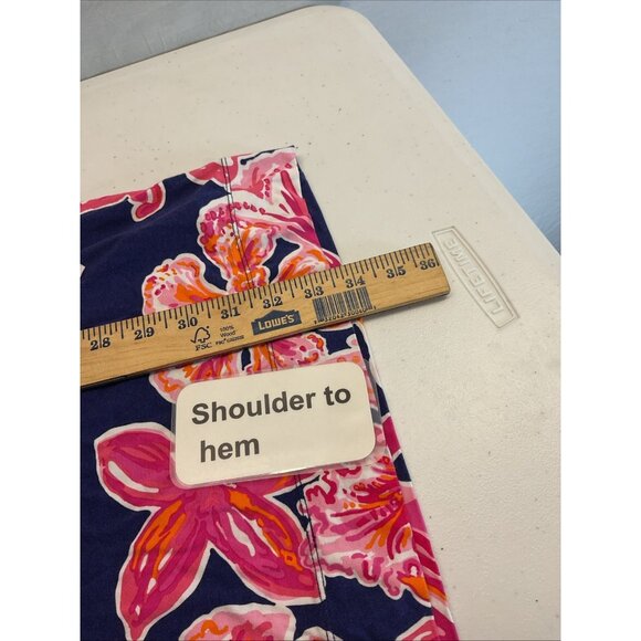 Lilly Pulitzer Sophie Dress Navy Bright Pink Floral UPF 50 Beach Casual‎ - Picture 9 of 10